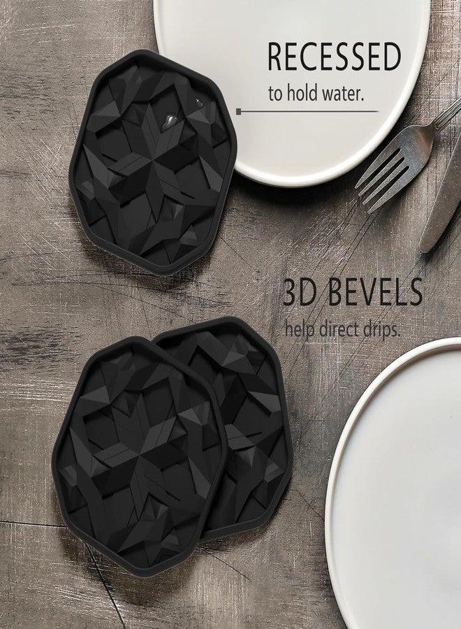 UMIRRO Silicone Cup Coasters for Drinks with Holder, Modern Home Bar or Kitchen Essentials, Black House Decor Gifts, Small Unique Birthday Gift Ideas for Men, Dad, Him, Women, Mom, Her, 4", Set of 6 - Image 2